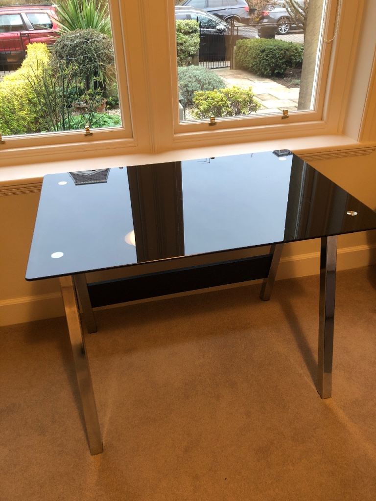 Black glass desk