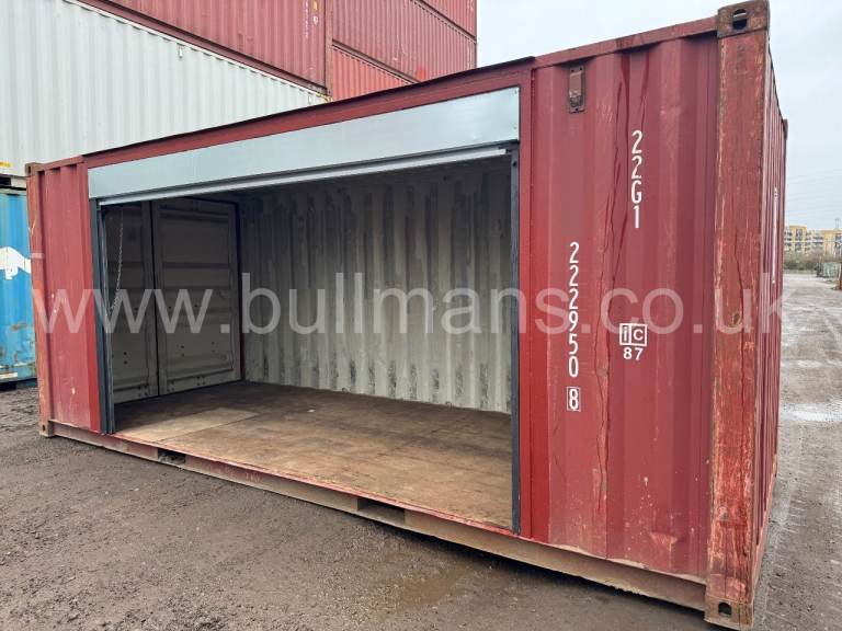 20ft Shipping Container with 12ft Side Roller Shutter – Steel Storage – For Sale