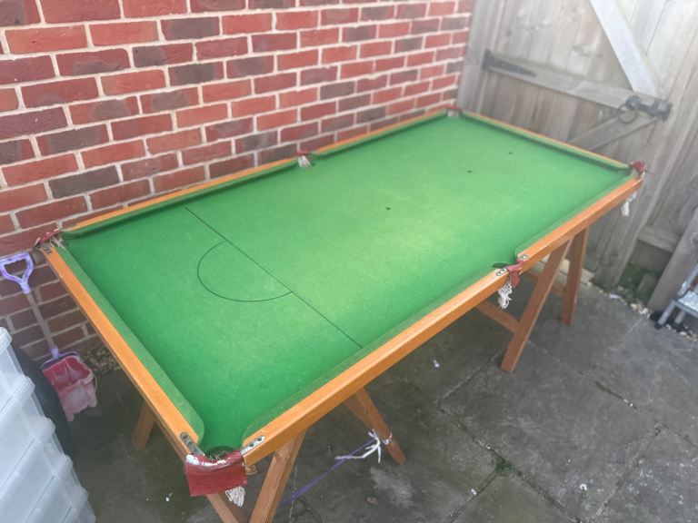 Complete Vintage Folding Snooker & Pool Table Set + 2 Cues & Balls