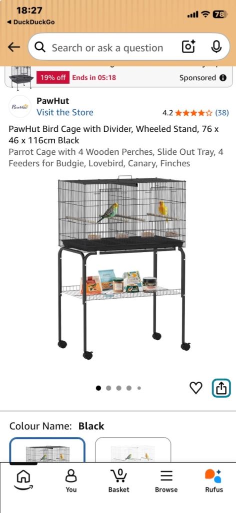 Budgie cage on rollers
