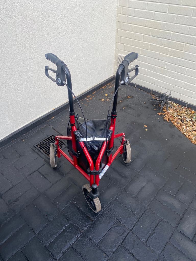 Red Mobility Rollator Walker with bag