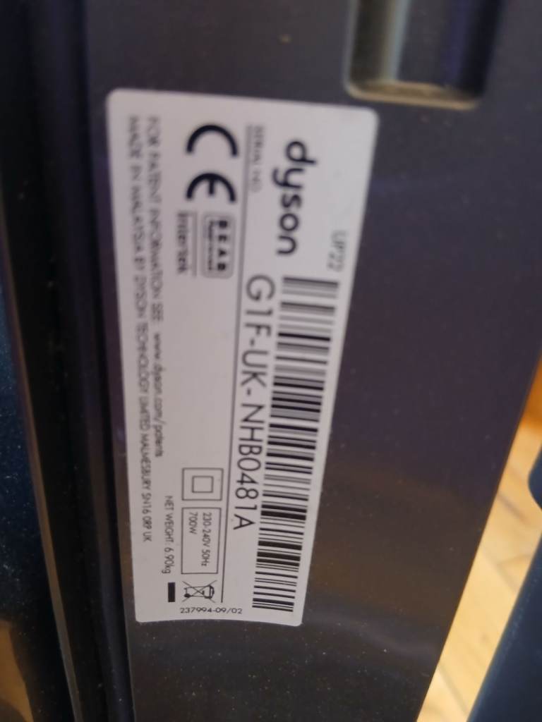 Leeds 15. Dyson UP22 Smallball Allergy Upright vacuum cleaner.  240V. Complete with tools. VGC 