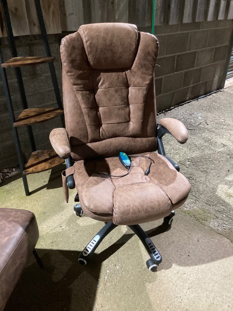 massage Recliner / Heated Office Chair with Six Massage Points Microfiber Cloth 360° Swivel Wheels