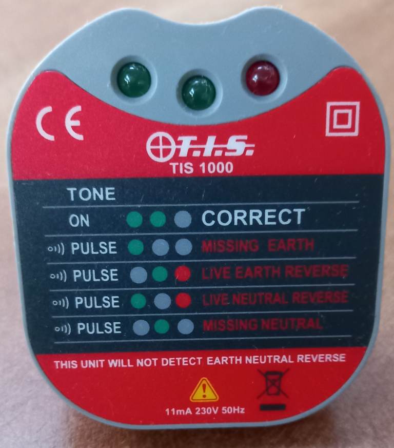 TIS 1000 Electrical 230V 13A Plug In Socket Tester With Sounder Buzzer ...