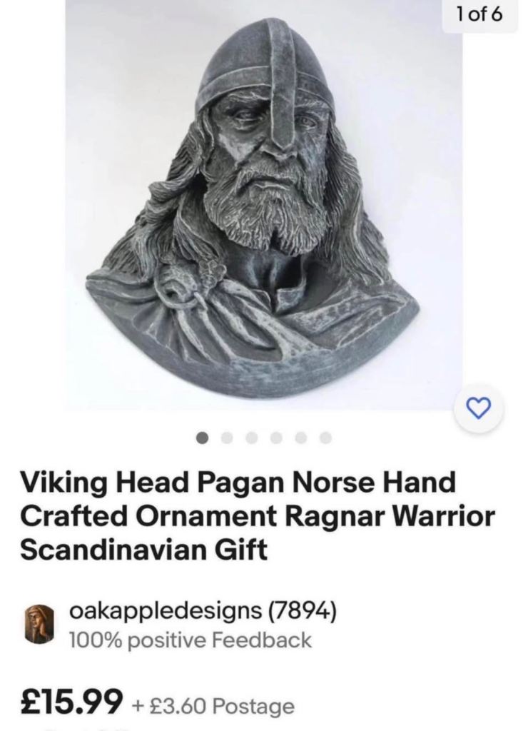 Viking Head Pagan Norse Hand Crafted Ornament Ragnar Warrior 