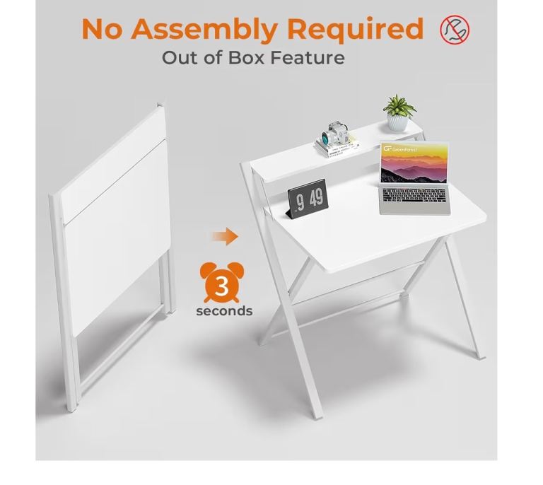 GreenForest Foldable Desk No Assembly Required 
