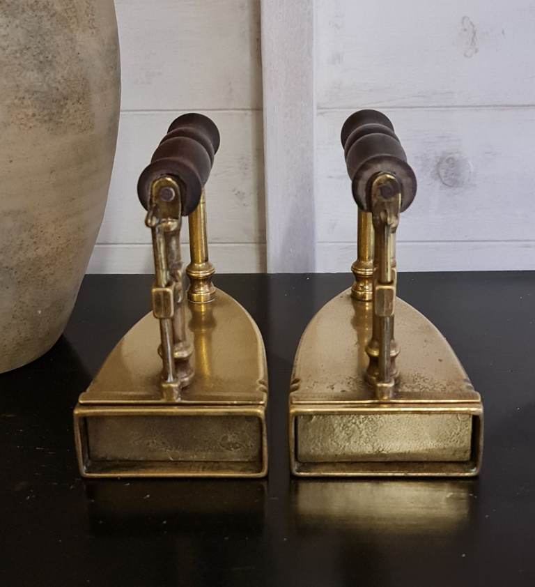 A Pair Rare Antique Victorian Solid Brass Flat Irons