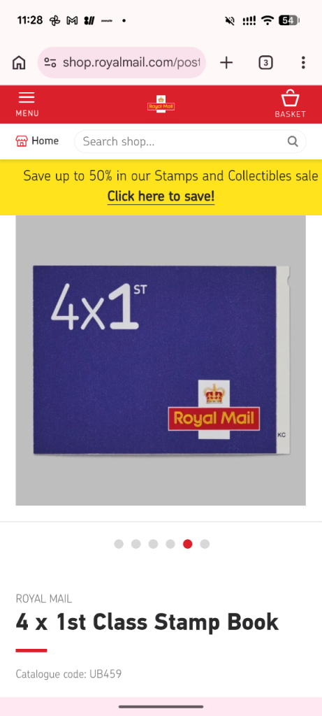 8 x 1st Class Stamp Book