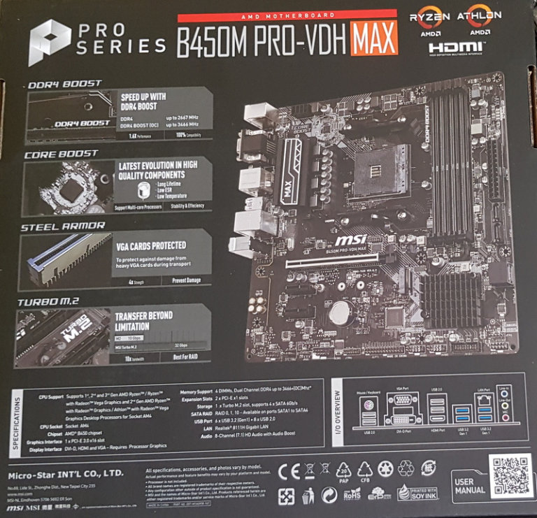 Motherboard MSI B450 AMD New