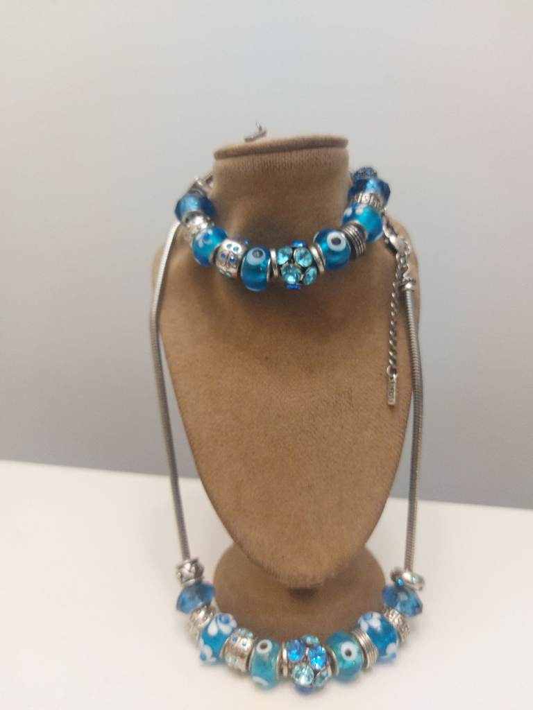 Pandora Style Charm Bracelets and Knecklace x 2