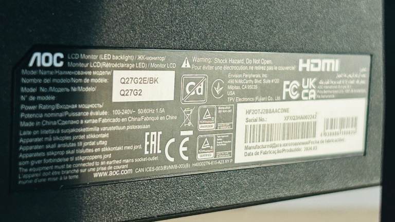 27 Inch 2K AOC Gaming Monitor- 155Hz | QHD 1440p HDMI + Display Port ...