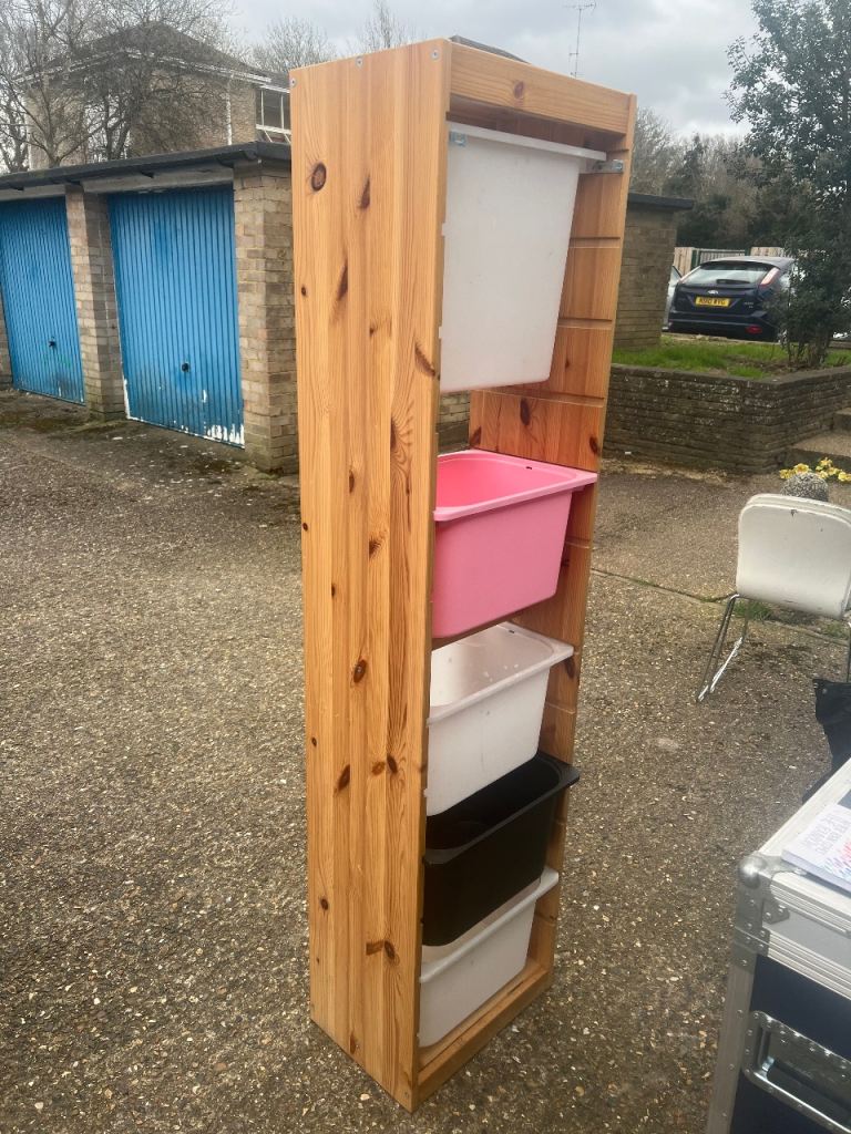 Tall Ikea Trofast unit with boxes in Pine (Retired)