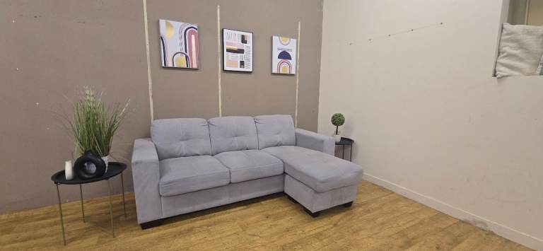 LIGHT GREY REVERSIBLE CORNER SOFA DELIVERY AVAILABLE
