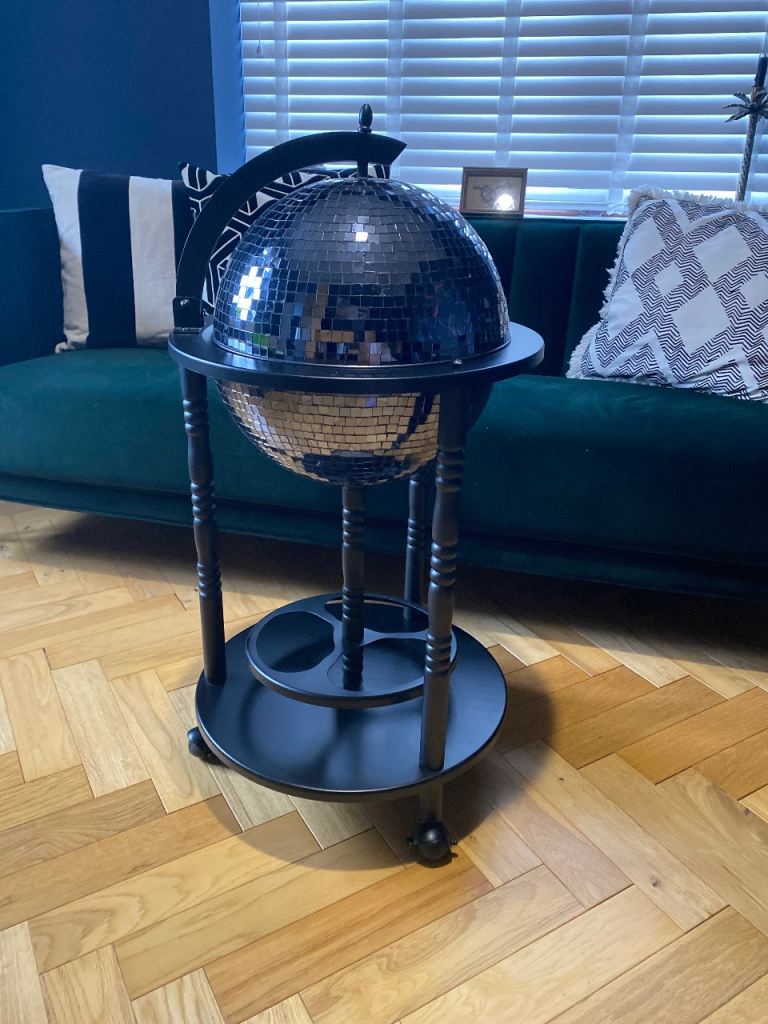 Disco Ball Drinks Trolley Cart | Quirky Bar Cart With Storage Shelves