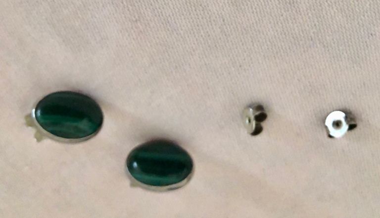 Lovely Green  MatachiteStone Earrings - Good Condition