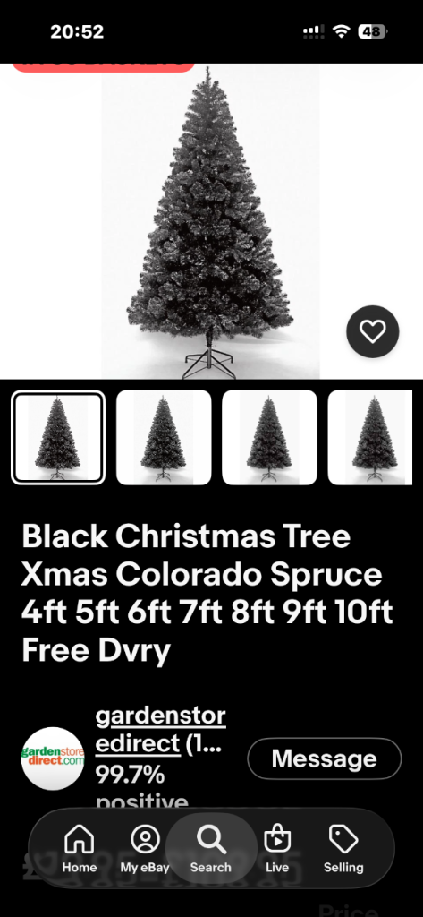 4ft Black Colorado Spruce Christmas Tree – Various Sizes, New