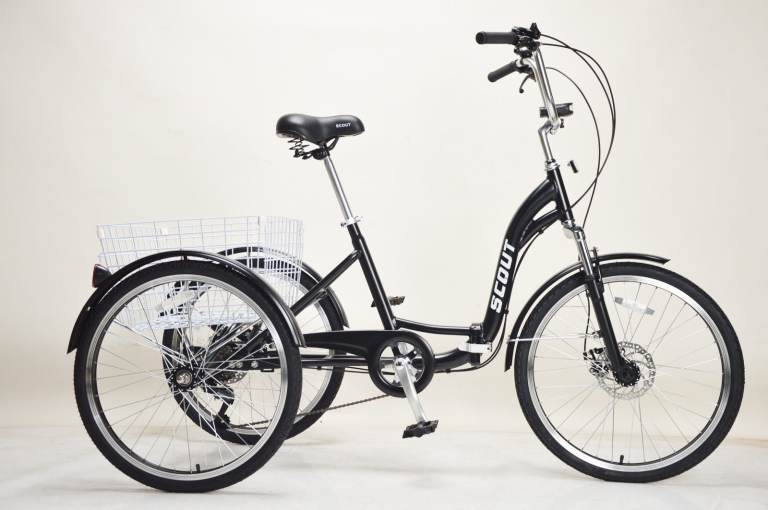 Adults tricycle, 24″ wheels, folding tricycle, scout tricycle, adult trike