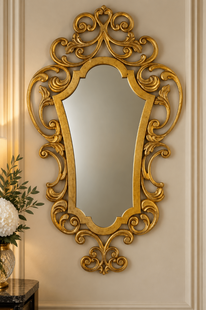Beautiful Ornate Gold Wall Mirror – Vintage Baroque Style