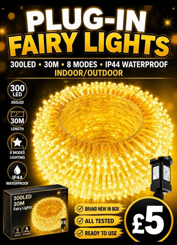 New 30M 300 LED Plug-In Fairy Lights – Indoor/Outdoor