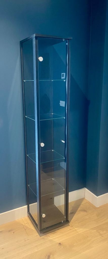 Slim Glass Display Cabinet - Black wood frame