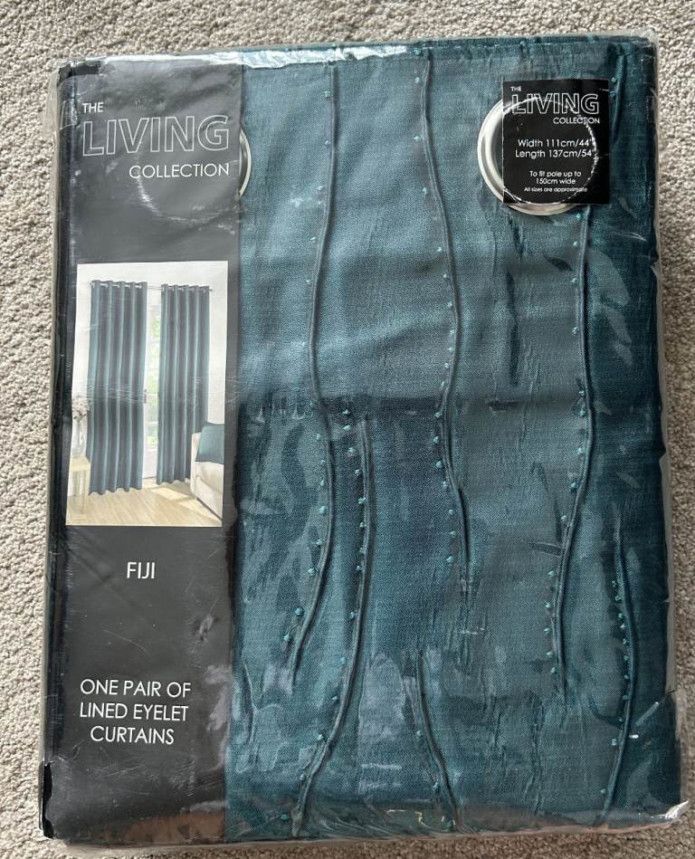 Pair of eyelet curtains - teal