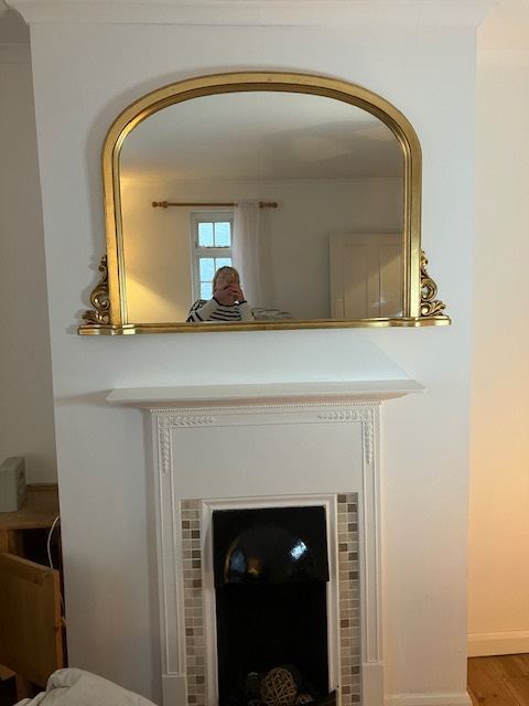 Large Vintage gilt framed arched mirror - Regency style 122 cm x 80 cm