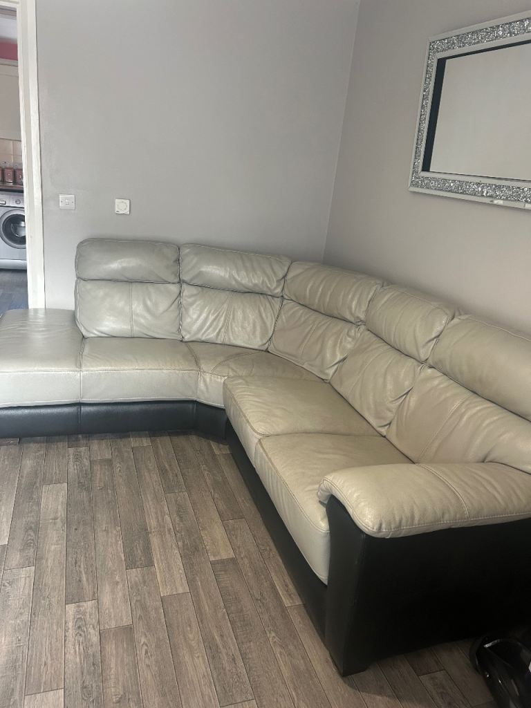 Grey leather corner sofa for sale!!