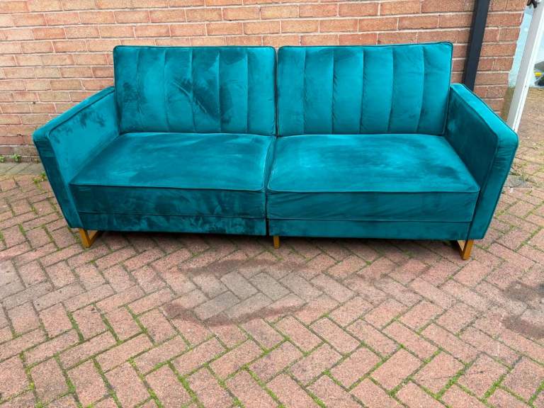 Green velvet sofa bed