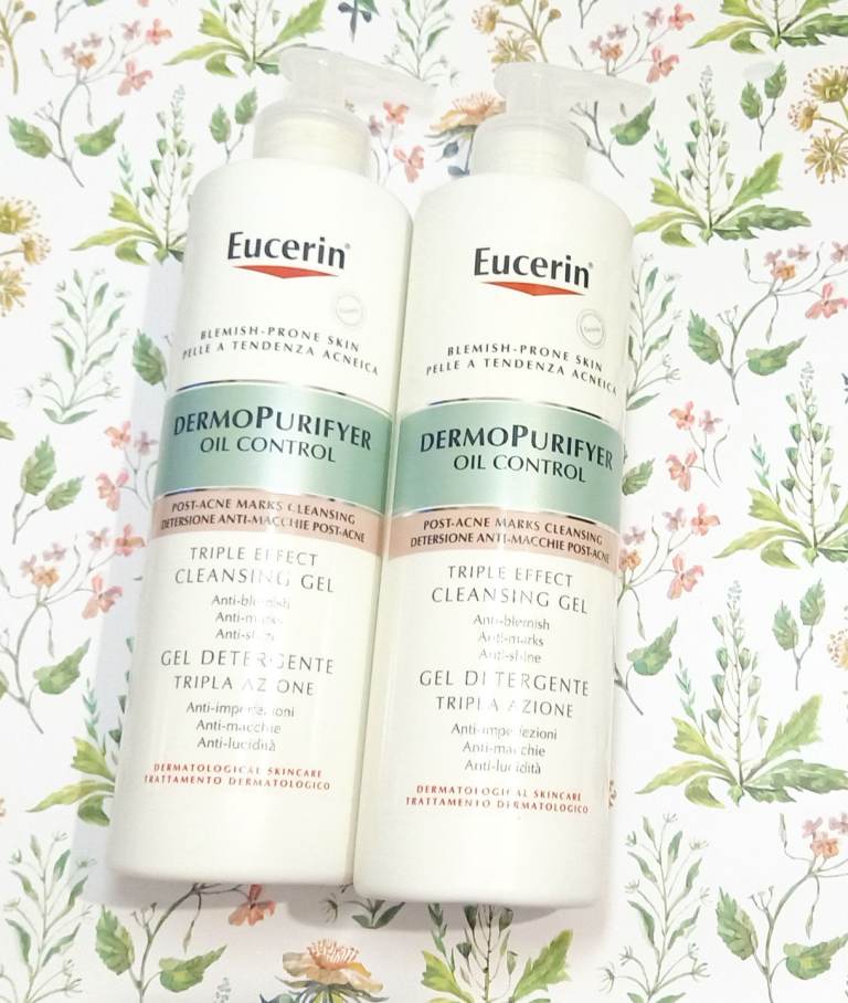 2x Bottles Eucerin DermoPure Triple Effect Facial Cleanser 400ml Post Acne Cleanser Anti Dark Marks