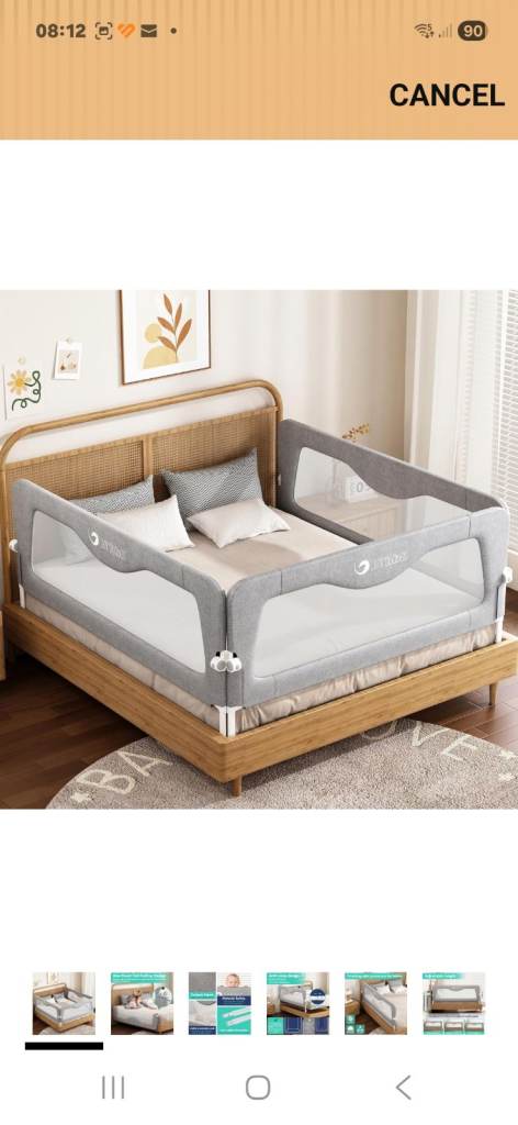 New Grey Baby Bed Rail Guard - Adjustable Height, Foldable rrp £129