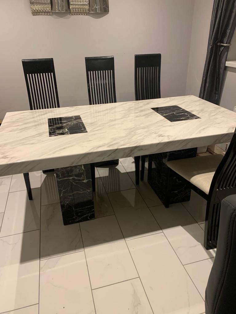 Marble dining table and chairs 