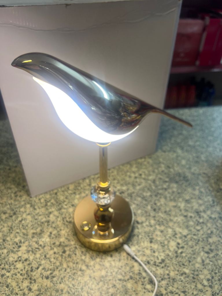 Gold LED bird lamp