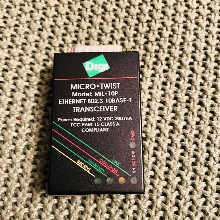Digi Micro-Twist MIL-10P Ethernet 10BASE-T Transceiver AUI Adapter 