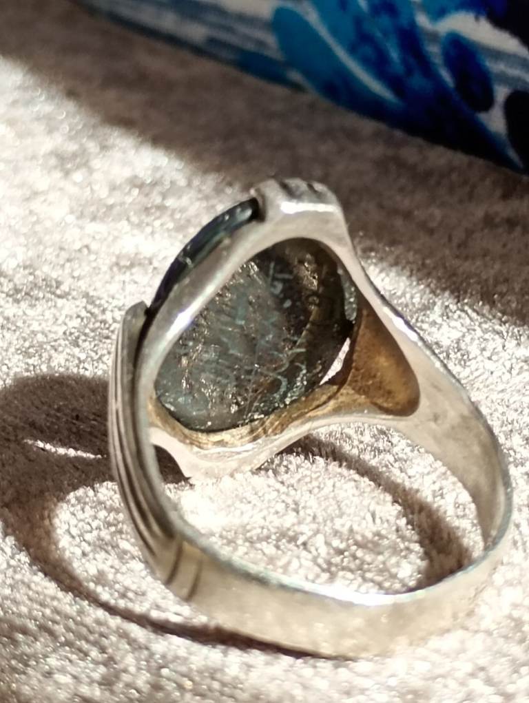 Silver ring Arabic writing ingraved semi precious stone 