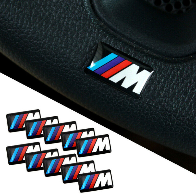 5 X BMW M SPORT CAR BADGES SELF STICK DECALS EMBLEMS SWANSEA AREA CAN POST