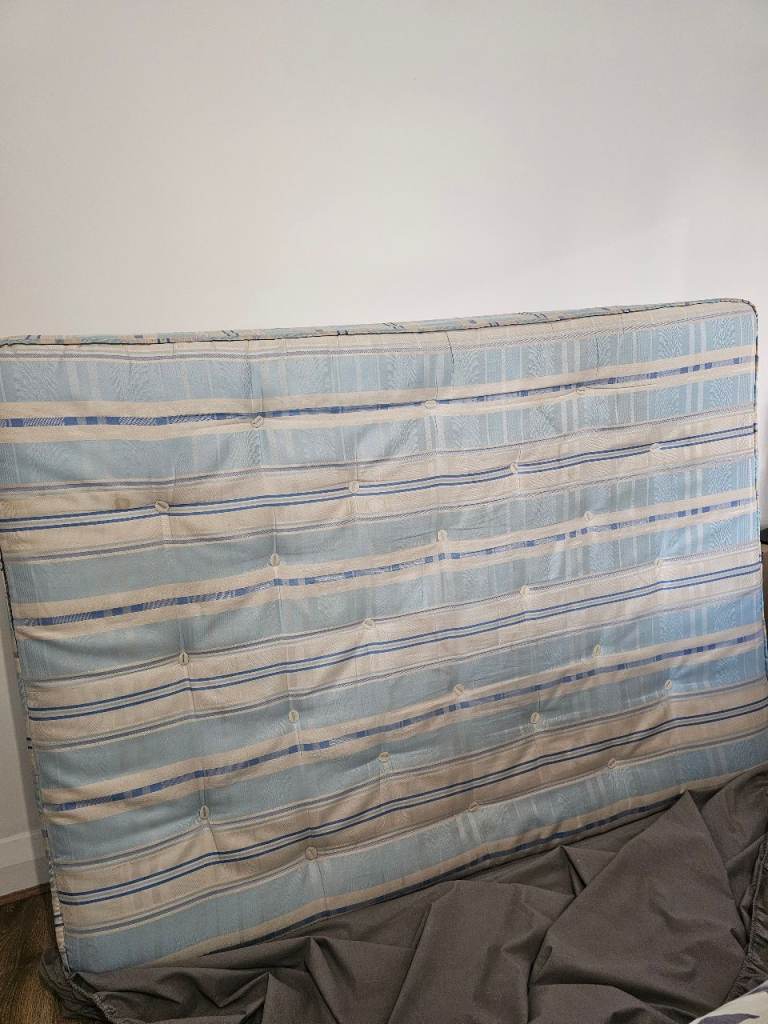 Double Bed Mattress - Blue and White Striped, Good Condition