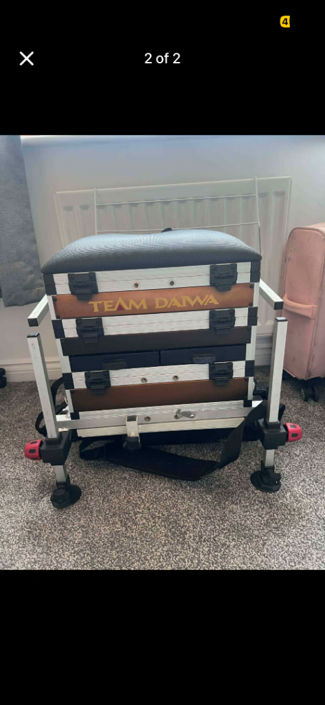 Team Daiwa Fishing Seat Box with Padded Seat – Good Condition
