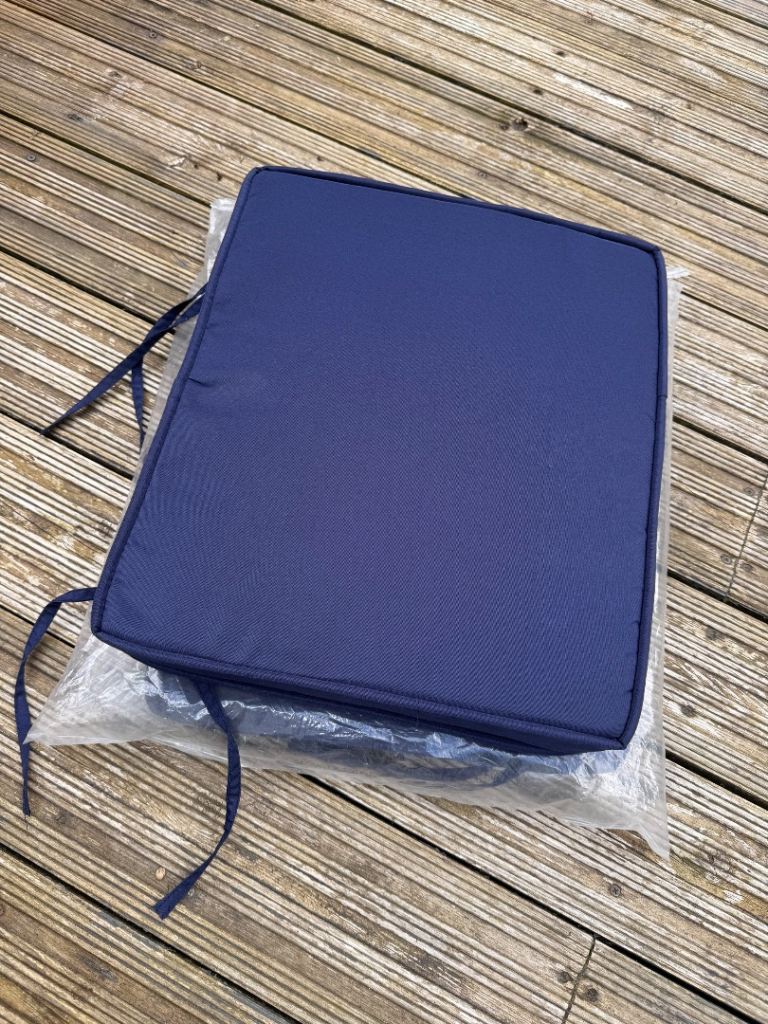Blue garden seat cushions
