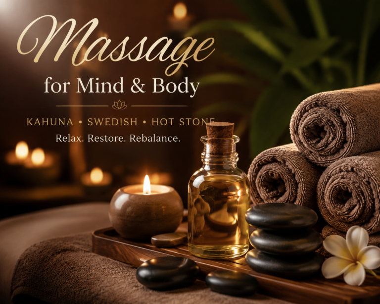 Massage for Mind & Body - Kahuna, Swedish & Hot Stone