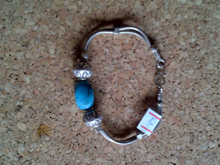 Brand New Silver Bracelet With Blue Turquoise Stone 