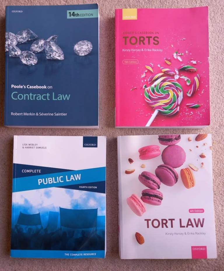 Bundle of law books for university .
