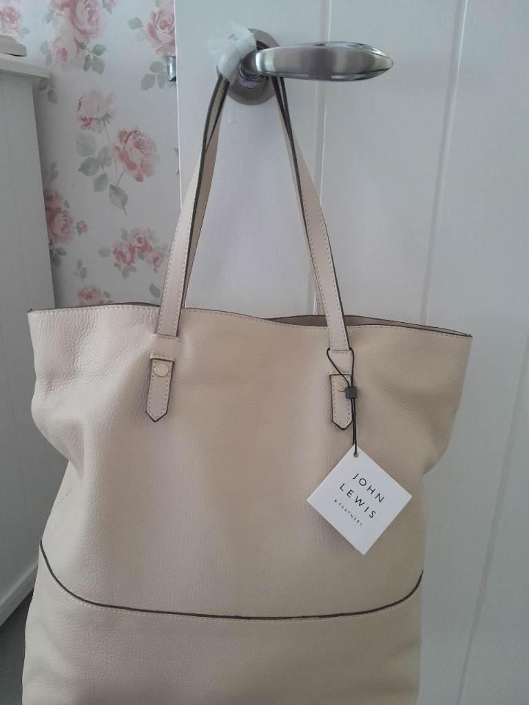 image for NEW JOHN LEWIS CREAM LEATHER BAG