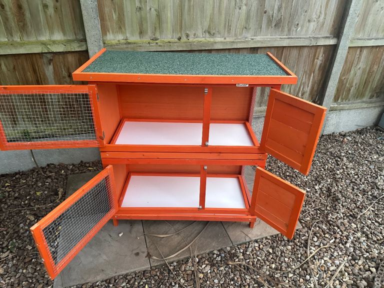 PawHut Rabbit  - Guinea Pig Wooden  hutch, 90 x 45 x 90cm