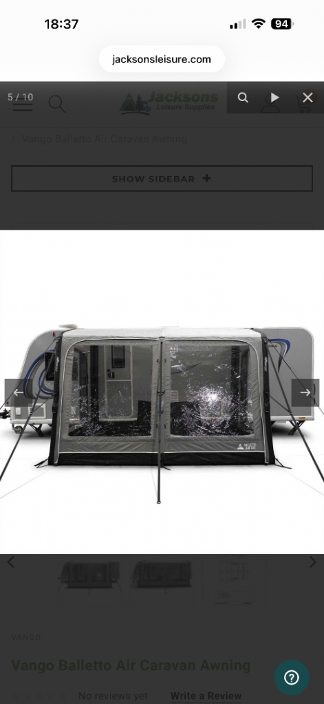 Caravan Air Awning Vango Balletto 330 + Carpet