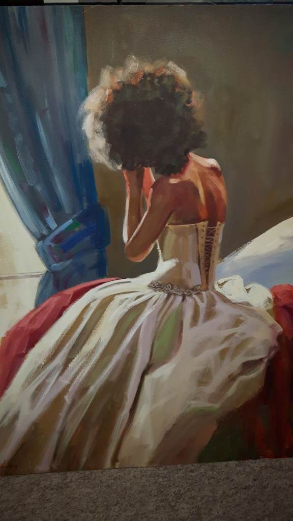 Oil painting of bride to be