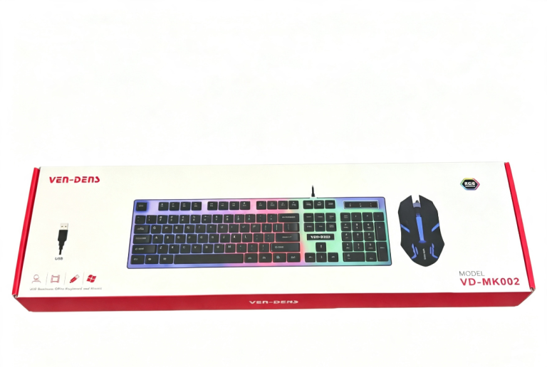 VEN-DENS VD-MK002 RGB Keyboard and Mouse Bundle – New