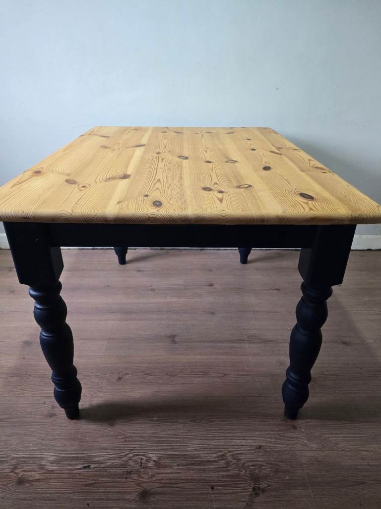 REFURBISHED Pine Rustic Farmhouse Dining Table Navy Blue - Possible Local Delivery