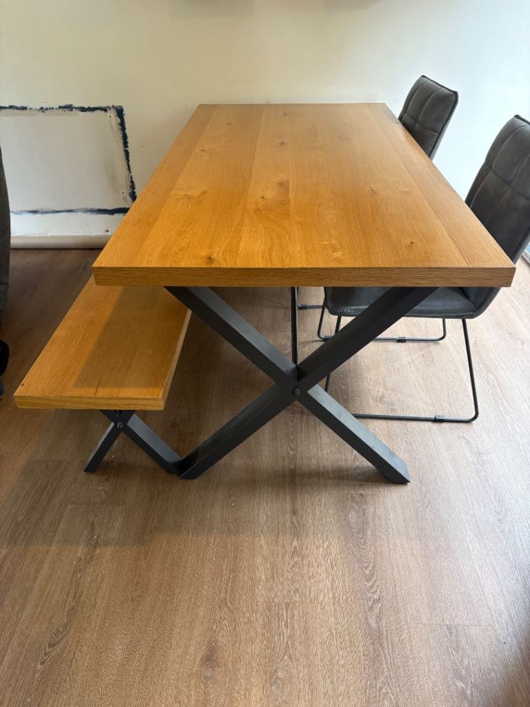 Dining table 4 chairs and bench