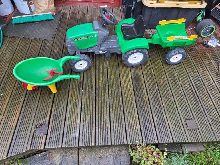Rolly Toys Ride-On Tractor & Trailer - Green, Good Condition