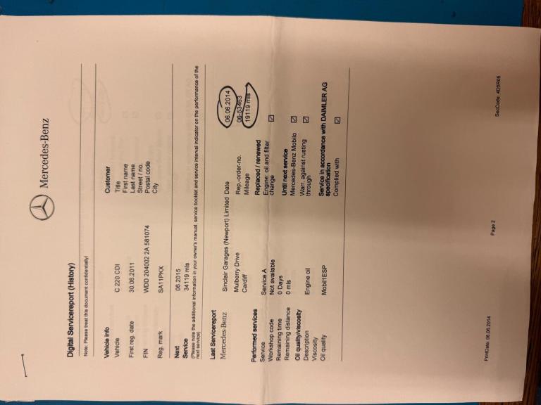 2011 Mercedes-Benz C Class C220 CDI BlueEFFICIENCY Sport 4dr Auto SALOON DIESEL Automatic